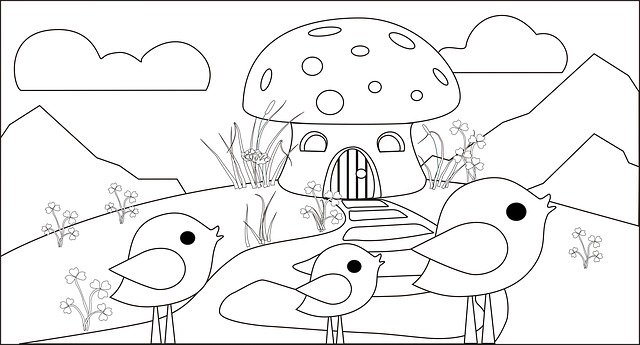 Free download Line Article 蘑 The Crown Small 鸟 -  free illustration to be edited with GIMP free online image editor