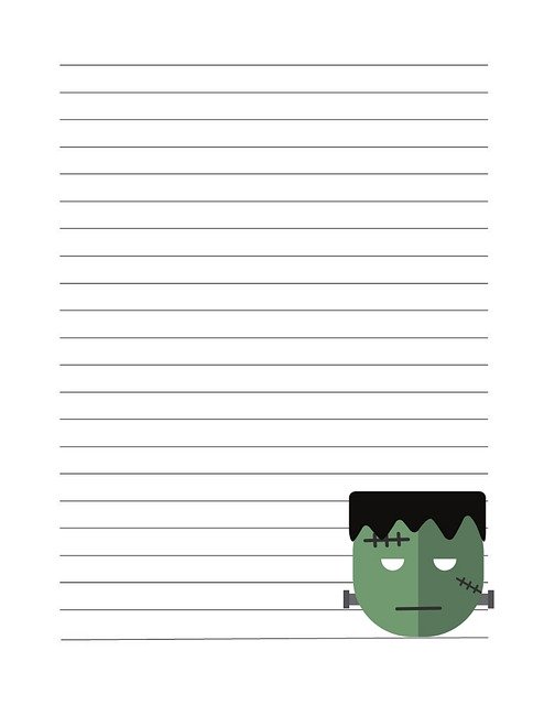 Free download Lined Journal Page Frankenstein -  free illustration to be edited with GIMP free online image editor