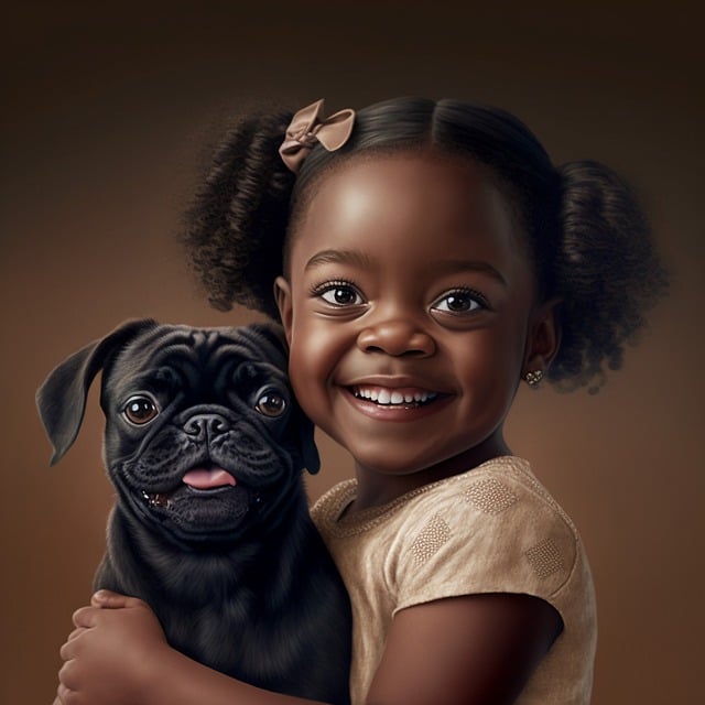 Free download little girl pug pet portrait free picture to be edited with GIMP free online image editor