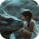 little girl sitting with magical dragon  screen for extension Chrome web store in OffiDocs Chromium