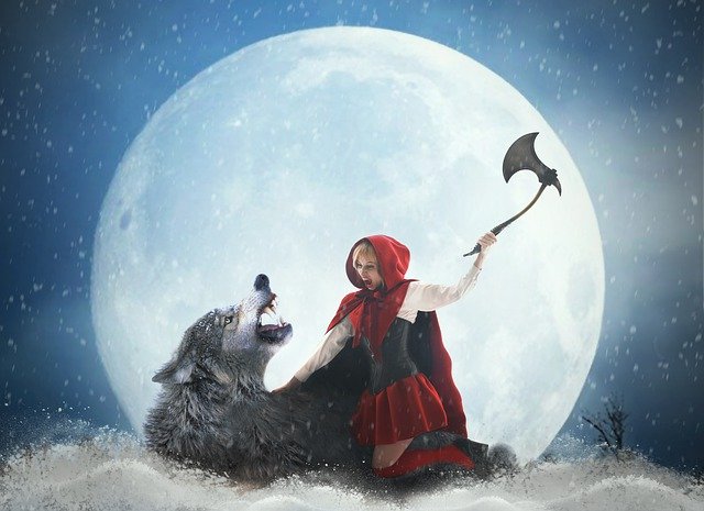 Free download little red riding hood wolf fantasy free picture to be edited with GIMP free online image editor