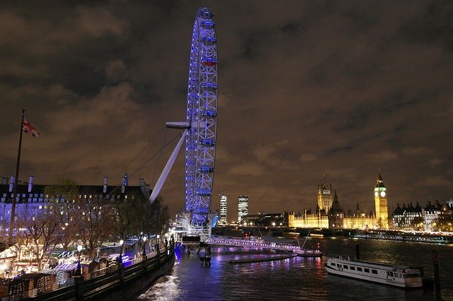 Unduh gratis London Eye Night - foto atau gambar gratis untuk diedit dengan editor gambar online GIMP