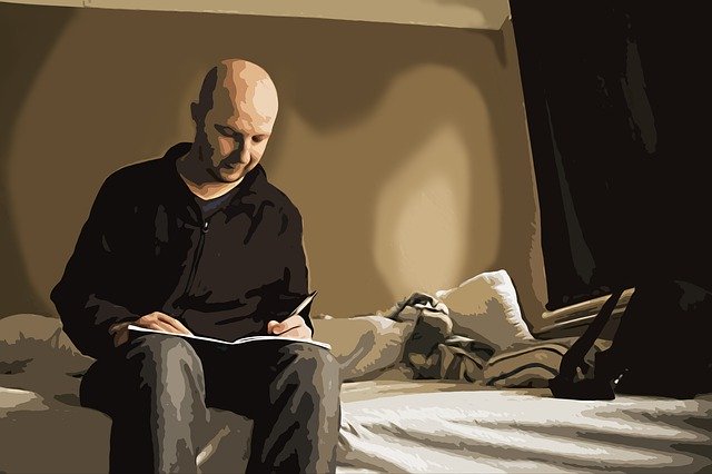 Free download Lonely Guy Reading -  free illustration to be edited with GIMP free online image editor