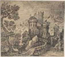 Free download Lot and His Daughters (recto); Rocky Landscape with a Castle and Bridge (verso) free photo or picture to be edited with GIMP online image editor