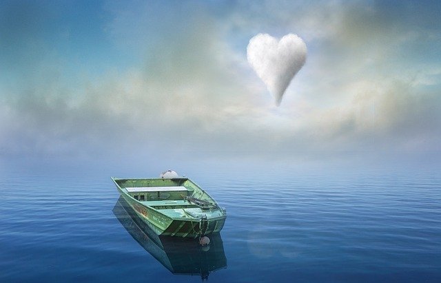 Free download love heart fantasy clouds boat free picture to be edited with GIMP free online image editor