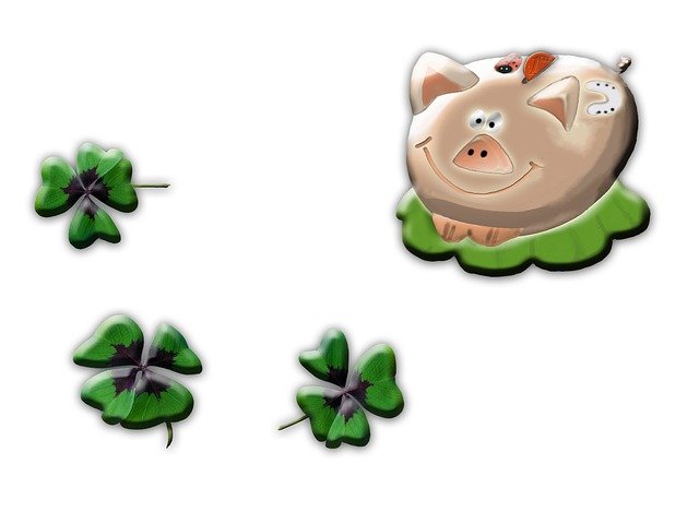 Free download Lucky Pig Four Leaf Clover New -  free illustration to be edited with GIMP free online image editor