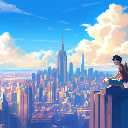 Luffy Overlooking New York Live Wallpaper  screen for extension Chrome web store in OffiDocs Chromium