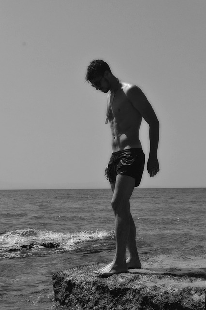Free download man beach water rocks shirtless free picture to be edited with GIMP free online image editor