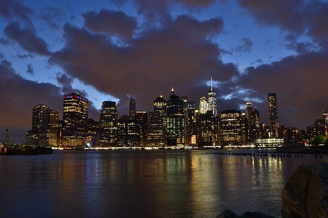 Free download manhattan view horizon night free picture to be edited with GIMP free online image editor