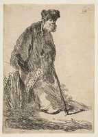 Free download Man in a Coat and Fur Cap Leaning against a Bank free photo or picture to be edited with GIMP online image editor