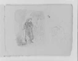 Free download Man in Cape with Staff Watching Melee; Seated Woman (from Sketchbook) free photo or picture to be edited with GIMP online image editor