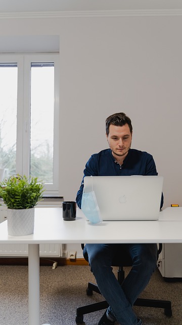 Free download man laptop mask desk work office free picture to be edited with GIMP free online image editor