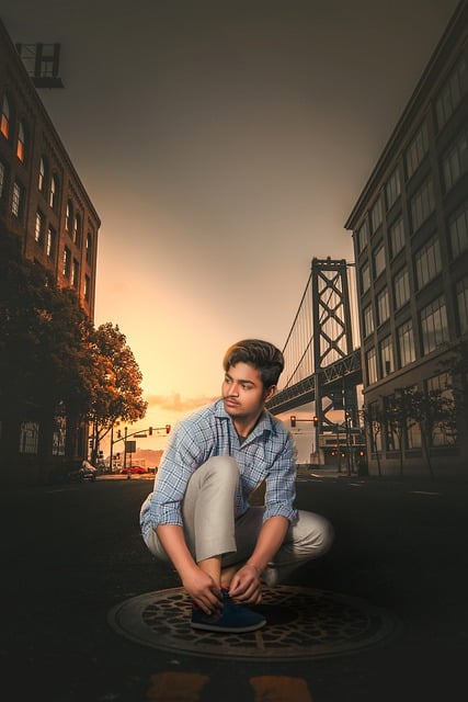 Free download man model road sunset casual free picture to be edited with GIMP free online image editor