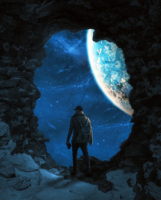 ດາວ​ໂຫຼດ​ຟຣີ man planet night fantasy space free picture to be edited with GIMP ບັນນາທິການ​ຮູບ​ພາບ​ອອນ​ໄລ​ນ​໌​ຟຣີ​