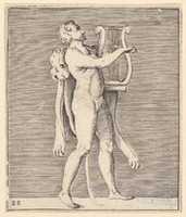 Free download Man Playing a Lyre and Wearing a Lionskin (Hercules?) free photo or picture to be edited with GIMP online image editor