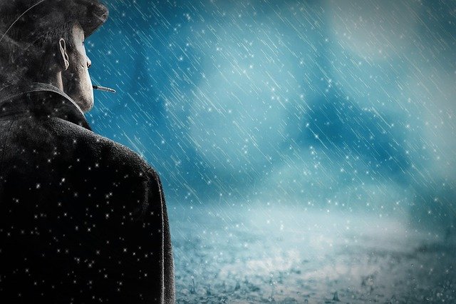 Unduh gratis pria hujan salju hujan sendirian gambar rokok gratis untuk diedit dengan editor gambar online gratis GIMP