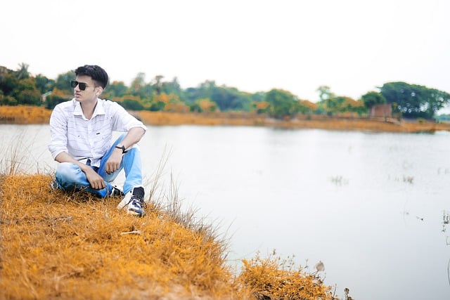 Free download man river autumn lakeside portrait free picture to be edited with GIMP free online image editor