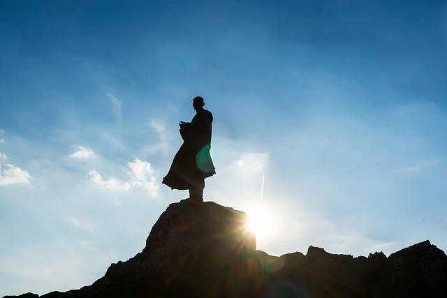 Free download man silhouette top sun clouds free picture to be edited with GIMP free online image editor