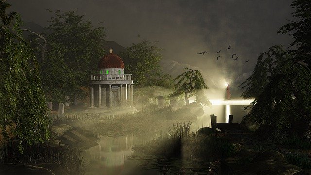 Free download mausoleum cemetery fantasy night free picture to be edited with GIMP free online image editor