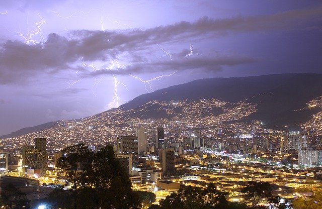 Free download Medellin Rayo Noche -  free photo or picture to be edited with GIMP online image editor