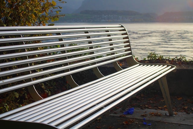 Free download metal bench bench lake water free picture to be edited with GIMP free online image editor