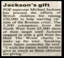 Free download Michael Jacksons Donation to British Childrens Fundraiser for Bosnian Victims (December 1992) free photo or picture to be edited with GIMP online image editor