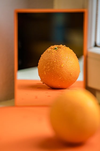 Free download mirror orange reflection still life free picture to be edited with GIMP free online image editor