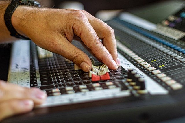 Free download Mixing Console Hands Sound -  free photo or picture to be edited with GIMP online image editor