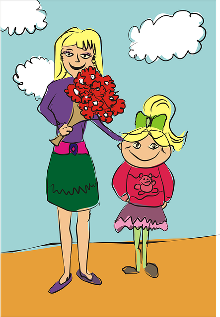 Free download Mom Daughter Flowers -  free illustration to be edited with GIMP online image editor