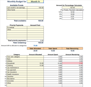 Mẫu Bản ghi Ngân sách và Chi phí Hàng tháng của Microsoft cho OffiDocs