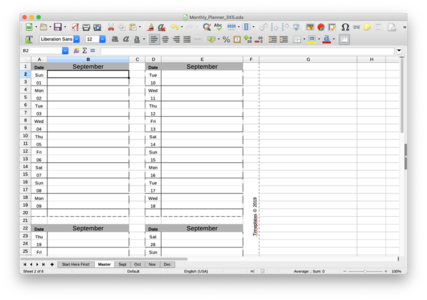 免费模板 Monthly Planner, 3X5 Vertical 对 LibreOffice、OpenOffice、Microsoft Word、Excel、Powerpoint 和 Office 365 有效