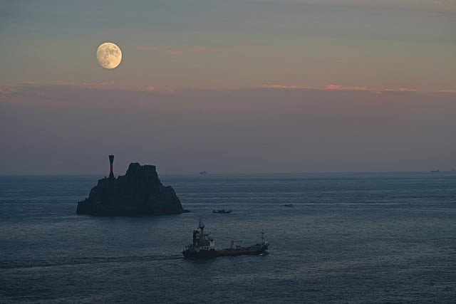 Free download moon ocean lighthouse island busan free picture to be edited with GIMP free online image editor
