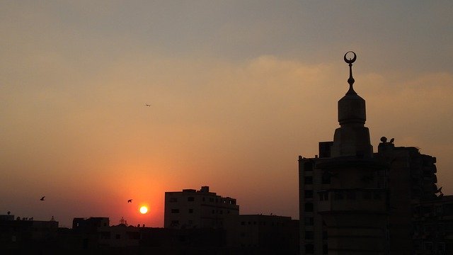 Unduh gratis Masjid Menara Matahari Terbenam - foto atau gambar gratis untuk diedit dengan editor gambar online GIMP