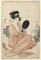 Free download Mother and Child Gazing at a Hand Mirror, from Furyu Kodakara Awase free photo or picture to be edited with GIMP online image editor