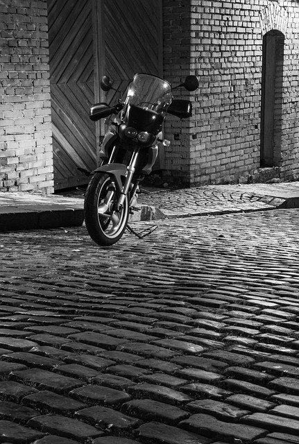 Free download Motorbike Monochrome City -  free photo or picture to be edited with GIMP online image editor