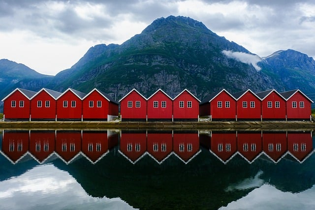 Free download mountain cabin port nature fjord free picture to be edited with GIMP free online image editor