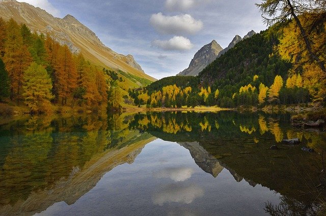 Free download Mountain Lake Albula Valley Fall -  free photo or picture to be edited with GIMP online image editor