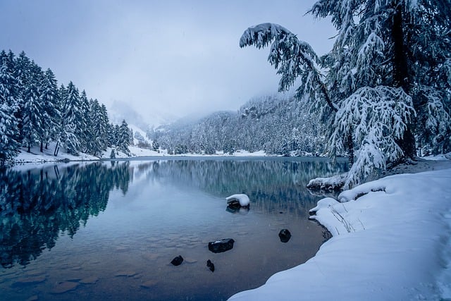 Бесплатно скачать горное озеро зимой бесплатное изображение для редактирования в GIMP бесплатный онлайн-редактор изображений