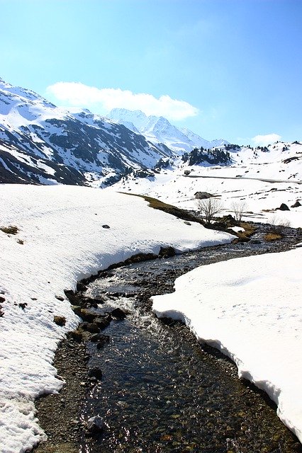 Téléchargement gratuit de Mountain River Snow - photo ou image gratuite à modifier avec l'éditeur d'images en ligne GIMP