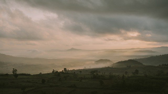 Free download mountains fog sunrise clouds free picture to be edited with GIMP free online image editor