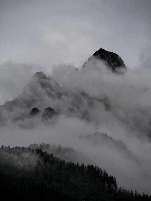 Free download mountains forest clouds fog grim free picture to be edited with GIMP free online image editor