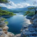 Mountains, forests and sea water Wallpaper  screen for extension Chrome web store in OffiDocs Chromium