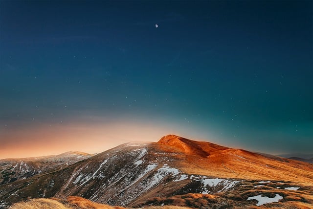 Free download mountains sunset star moon snow free picture to be edited with GIMP free online image editor