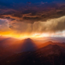 MOUNTAINS SUNSET STORM Theme  screen for extension Chrome web store in OffiDocs Chromium