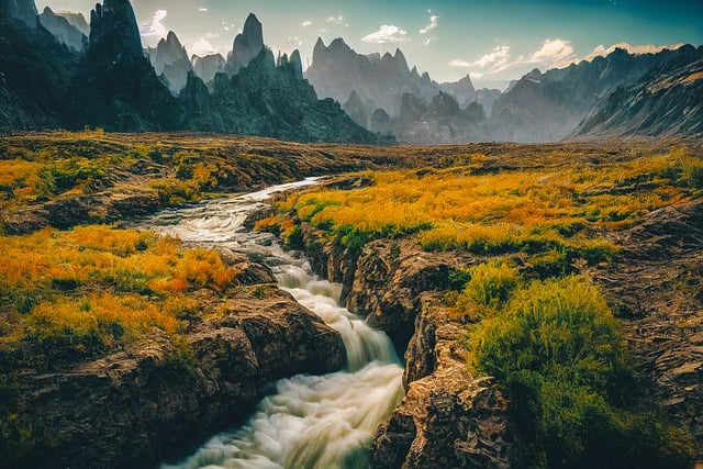 Free download mountains trees waterfall river free picture to be edited with GIMP free online image editor
