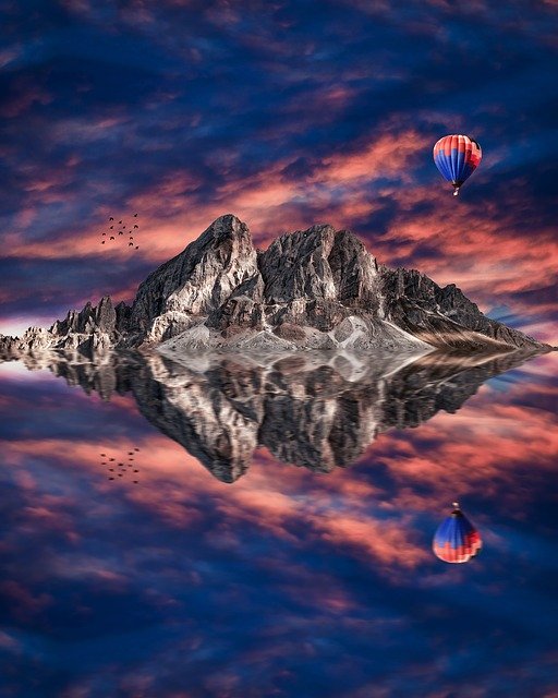 Free download Mountain Sunset Reflection -  free photo or picture to be edited with GIMP online image editor