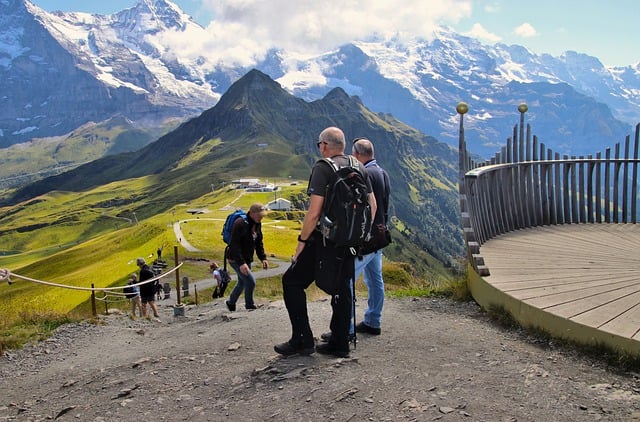 Free download mountains viewing platform tourist free picture to be edited with GIMP free online image editor