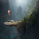 Mountain with hand and ballon theme  screen for extension Chrome web store in OffiDocs Chromium