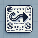 Multi select Confluence Workspaces to import into Notion  screen for extension Chrome web store in OffiDocs Chromium