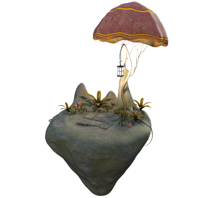 Unduh gratis ilustrasi gratis Mushroom Island Fantasy untuk diedit dengan editor gambar online GIMP